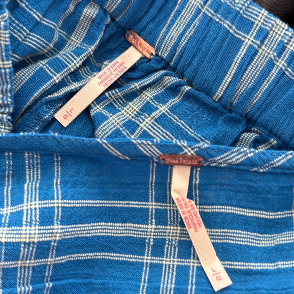 Free People So Sublim Set Short w/Pockets Asymmetric Top Plaid Summer Beach L - Picture 12 of 15